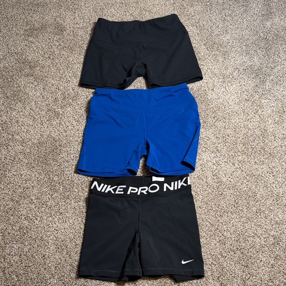 Nike Pants - Nike Pro Black and Blue Shorts Trio